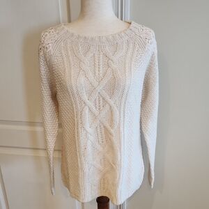 Talbots NWT Ivory Crocheted Sweater Medium